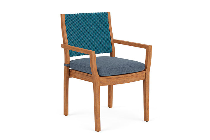 Lloyd Flanders - Teak Loom Back Teak Dining Armchair In Peacock Finish With Deluna Aegean Fabric - 2862010442030 view 1