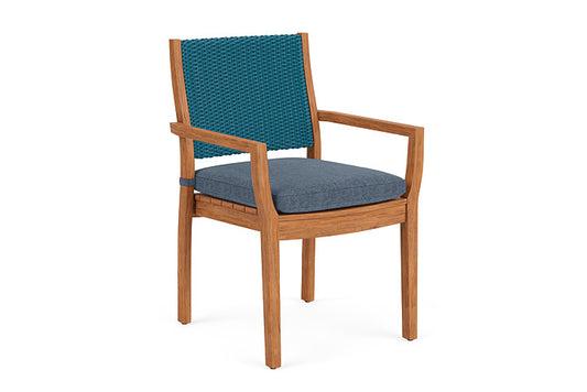 Lloyd Flanders - Teak Loom Back Teak Dining Armchair In Peacock Finish With Deluna Aegean Fabric - 2862010442030 view 1