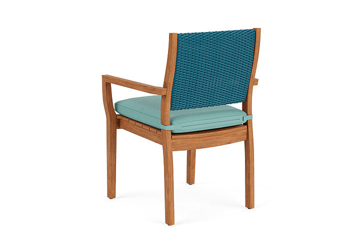 Lloyd Flanders - Teak Loom Back Teak Dining Armchair In Peacock Finish With Fife Aruba Fabric - 286201044748 view 2