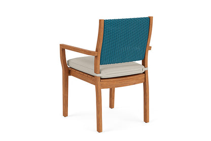 Lloyd Flanders - Teak Loom Back Teak Dining Armchair In Peacock Finish With Fife Fog Fabric - 286201044181 view 2
