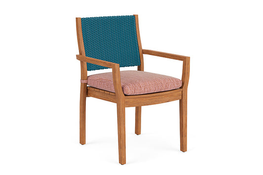 Lloyd Flanders - Teak Loom Back Teak Dining Armchair In Peacock Finish With Friendly Carnival Fabric - 2862010442043 view 1