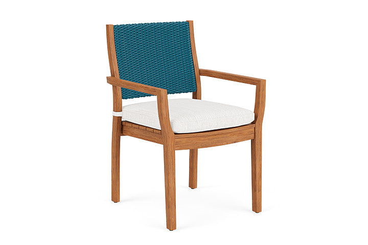 Lloyd Flanders - Teak Loom Back Teak Dining Armchair In Peacock Finish With Friendly Natural Fabric - 2862010442042 view 1