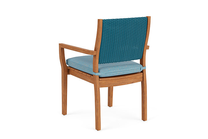 Lloyd Flanders - Teak Loom Back Teak Dining Armchair In Peacock Finish With Leeds Light Blue Fabric - 2862010442058 view 2