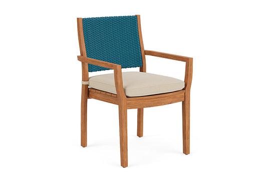 Lloyd Flanders - Teak Loom Back Teak Dining Armchair In Peacock Finish With Raindrop Almond Fabric - 2862010442055 view 1