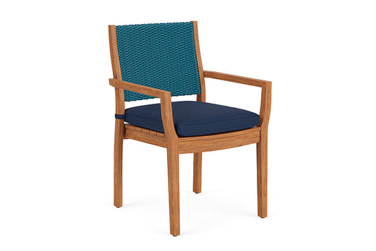 Lloyd Flanders - Teak Loom Back Teak Dining Armchair In Peacock Finish With Sandberg Navy Fabric - 2862010442025 view 1