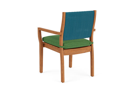 Lloyd Flanders - Teak Loom Back Teak Dining Armchair In Peacock Finish With Seadog Botanical Fabric - 2862010442066 view 2