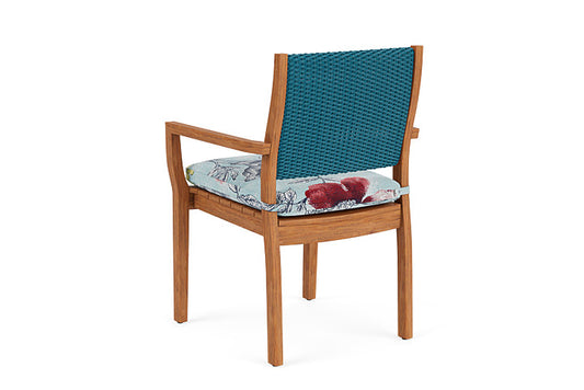 Lloyd Flanders - Teak Loom Back Teak Dining Armchair In Peacock Finish With Serena Floral Meadow Fabric - 2862010442079 view 2