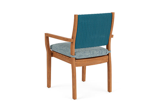 Lloyd Flanders - Teak Loom Back Teak Dining Armchair In Peacock Finish With Serene Ocean Fabric - 2862010442032 view 2