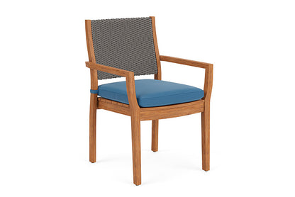 Lloyd Flanders - Teak Loom Back Teak Dining Armchair In Pewter Finish With Bamboo Bay Sky Fabric - 2862010792007 view 1