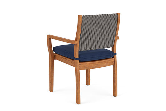 Lloyd Flanders - Teak Loom Back Teak Dining Armchair In Pewter Finish With Beach Navy Fabric - 2862010792013 view 2