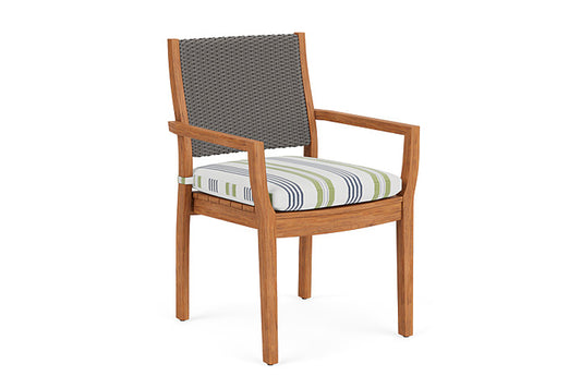 Lloyd Flanders - Teak Loom Back Teak Dining Armchair In Pewter Finish With Berkely Hall Green Fabric - 2862010792062 view 1