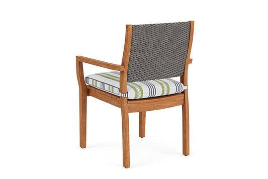 Lloyd Flanders - Teak Loom Back Teak Dining Armchair In Pewter Finish With Berkely Hall Green Fabric - 2862010792062 view 2