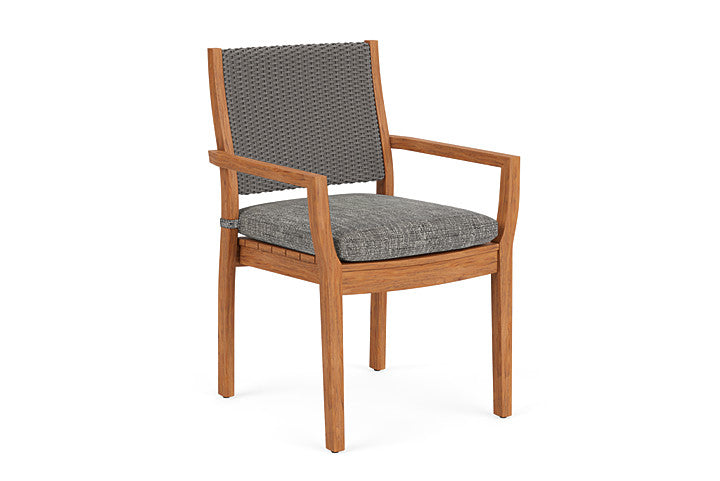 Lloyd Flanders - Teak Loom Back Teak Dining Armchair In Pewter Finish With Black Sand Fabric - 2862010792040 view 1