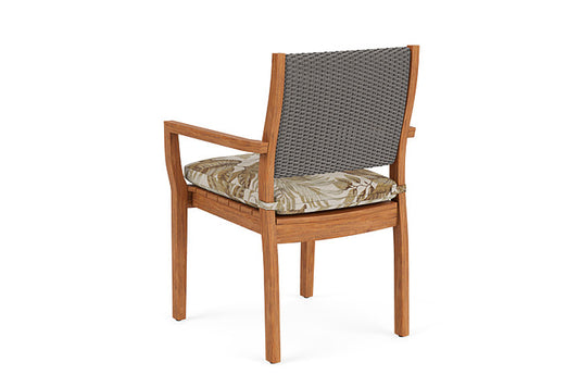 Lloyd Flanders - Teak Loom Back Teak Dining Armchair In Pewter Finish With Botanic Willow Fabric - 286201079164 view 2