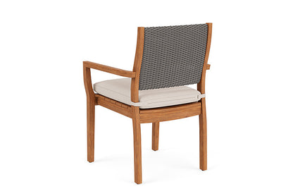 Lloyd Flanders - Teak Loom Back Teak Dining Armchair In Pewter Finish With Canvas Birds Eye Fabric - 286201079937 view 2