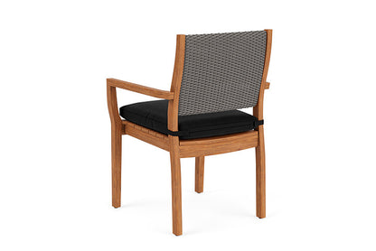 Lloyd Flanders - Teak Loom Back Teak Dining Armchair In Pewter Finish With Canvas Black Fabric - 286201079157 view 2
