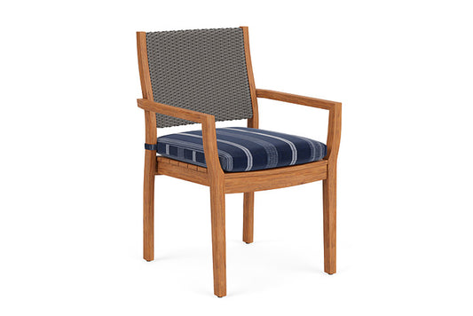 Lloyd Flanders - Teak Loom Back Teak Dining Armchair In Pewter Finish With Consider Indigo Fabric - 2862010791969 view 1