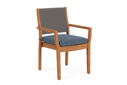 Lloyd Flanders - Teak Loom Back Teak Dining Armchair In Pewter Finish With Deluna Aegean Fabric - 2862010792030 view 1