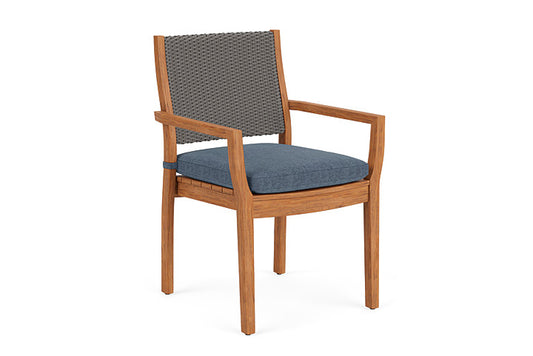 Lloyd Flanders - Teak Loom Back Teak Dining Armchair In Pewter Finish With Deluna Aegean Fabric - 2862010792030 view 1