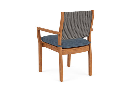 Lloyd Flanders - Teak Loom Back Teak Dining Armchair In Pewter Finish With Deluna Aegean Fabric - 2862010792030 view 2