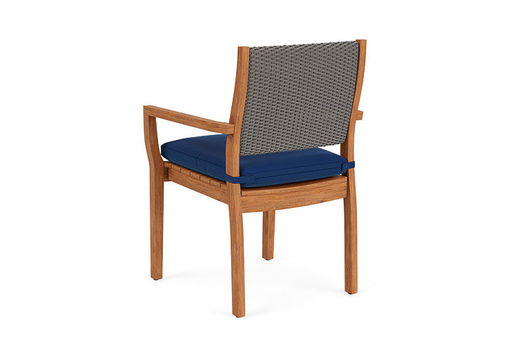 Lloyd Flanders - Teak Loom Back Teak Dining Armchair In Pewter Finish With Flagship Lapis Fabric - 2862010791813 view 2