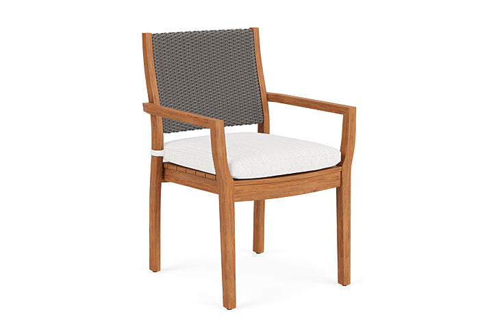 Lloyd Flanders - Teak Loom Back Teak Dining Armchair In Pewter Finish With Friendly Natural Fabric - 2862010792042 view 1