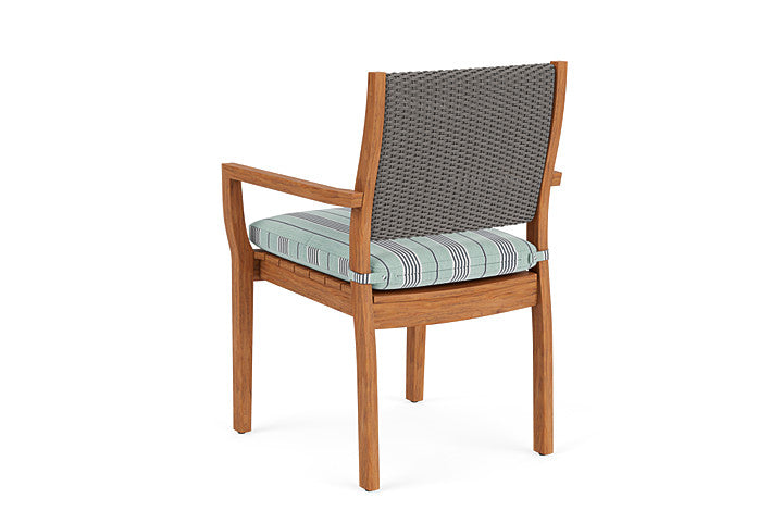 Lloyd Flanders - Teak Loom Back Teak Dining Armchair In Pewter Finish With Hansen Seaglass Fabric - 2862010791926 view 2