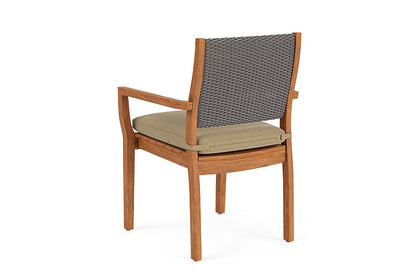 Lloyd Flanders - Teak Loom Back Teak Dining Armchair In Pewter Finish With Loveboat Saffron Fabric - 2862010792009 view 2