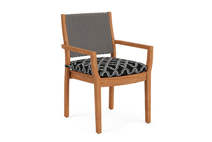 Lloyd Flanders - Teak Loom Back Teak Dining Armchair In Pewter Finish With Luna Onyx Fabric - 2862010792071 view 1