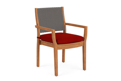 Lloyd Flanders - Teak Loom Back Teak Dining Armchair In Pewter Finish With Partyline Lollipop Fabric - 2862010792054 view 1