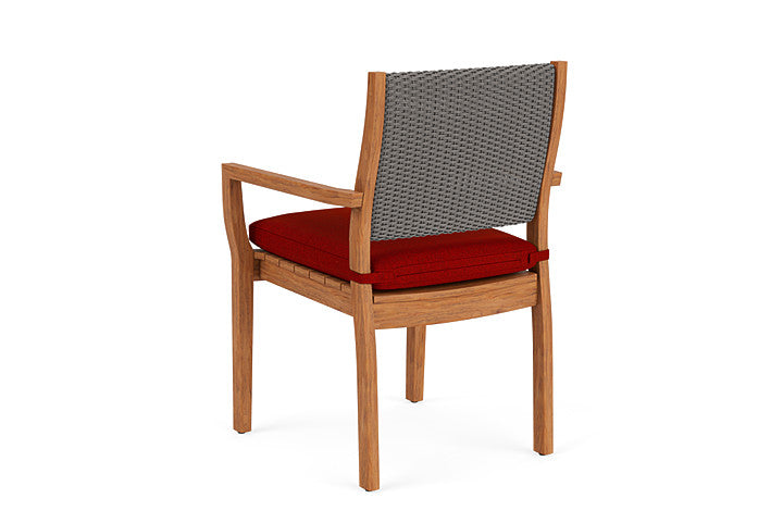 Lloyd Flanders - Teak Loom Back Teak Dining Armchair In Pewter Finish With Partyline Lollipop Fabric - 2862010792054 view 2