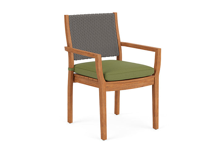 Lloyd Flanders - Teak Loom Back Teak Dining Armchair In Pewter Finish With Reflections Grass Fabric - 2862010792051 view 1