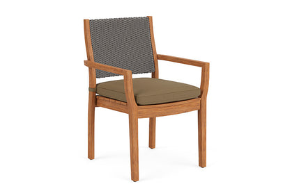 Lloyd Flanders - Teak Loom Back Teak Dining Armchair In Pewter Finish With Reflections Straw Fabric - 2862010792053 view 1