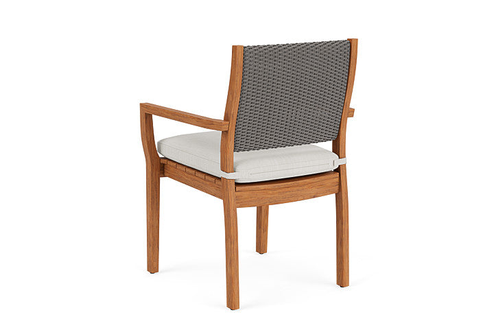 Lloyd Flanders - Teak Loom Back Teak Dining Armchair In Pewter Finish With Rollo Linen Fabric - 2862010792020 view 2