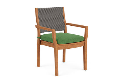 Lloyd Flanders - Teak Loom Back Teak Dining Armchair In Pewter Finish With Seadog Botanical Fabric - 2862010792066 view 1