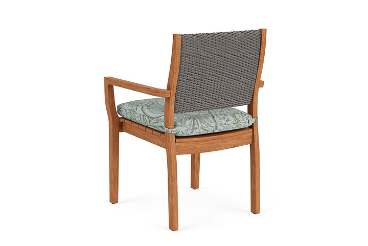 Lloyd Flanders - Teak Loom Back Teak Dining Armchair In Pewter Finish With Sensibility Spring Fabric - 2862010792081 view 2