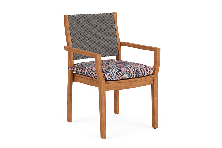 Lloyd Flanders - Teak Loom Back Teak Dining Armchair In Pewter Finish With Sensiblity Splendor Fabric - 2862010792082 view 1