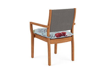 Lloyd Flanders - Teak Loom Back Teak Dining Armchair In Pewter Finish With Serena Floral Meadow Fabric - 2862010792079 view 2