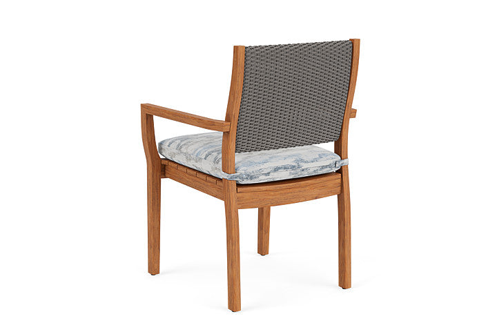 Lloyd Flanders - Teak Loom Back Teak Dining Armchair In Pewter Finish With Stratosphere Cloud Fabric - 2862010791966 view 2