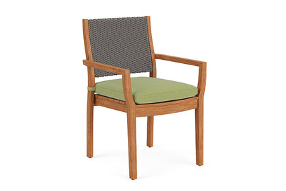Lloyd Flanders - Teak Loom Back Teak Dining Armchair In Pewter Finish With Unearth Spring Fabric - 2862010792067 view 1
