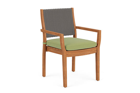 Lloyd Flanders - Teak Loom Back Teak Dining Armchair In Pewter Finish With Unearth Spring Fabric - 2862010792067 view 1