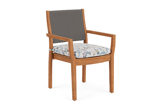 Lloyd Flanders - Teak Loom Back Teak Dining Armchair In Pewter Finish With Whimsical Bird Song Fabric - 2862010792080 view 1