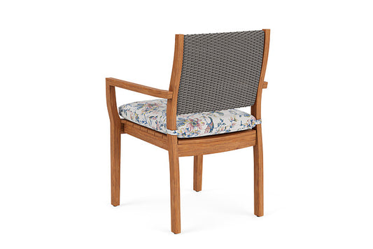 Lloyd Flanders - Teak Loom Back Teak Dining Armchair In Pewter Finish With Whimsical Bird Song Fabric - 2862010792080 view 2