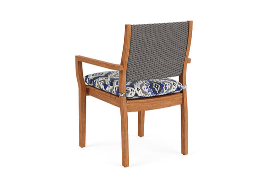 Lloyd Flanders - Teak Loom Back Teak Dining Armchair In Pewter Finish With Yoko Mediterranean Fabric - 286201079705 view 2
