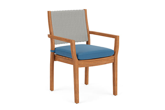 Lloyd Flanders - Teak Loom Back Teak Dining Armchair In Platinum Finish With Bamboo Bay Sky Fabric - 2862010142007 view 1