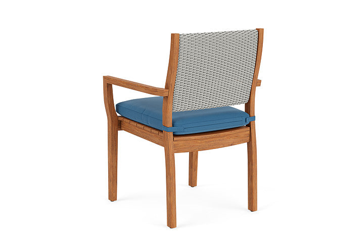 Lloyd Flanders - Teak Loom Back Teak Dining Armchair In Platinum Finish With Bamboo Bay Sky Fabric - 2862010142007 view 2