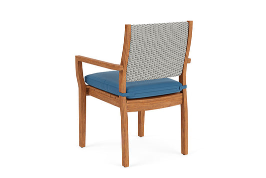 Lloyd Flanders - Teak Loom Back Teak Dining Armchair In Platinum Finish With Bamboo Bay Sky Fabric - 2862010142007 view 2