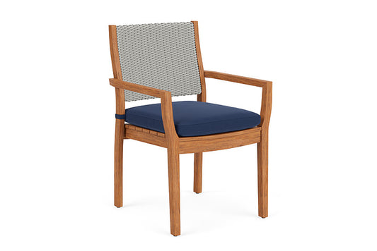 Lloyd Flanders - Teak Loom Back Teak Dining Armchair In Platinum Finish With Beach Navy Fabric - 2862010142013 view 1