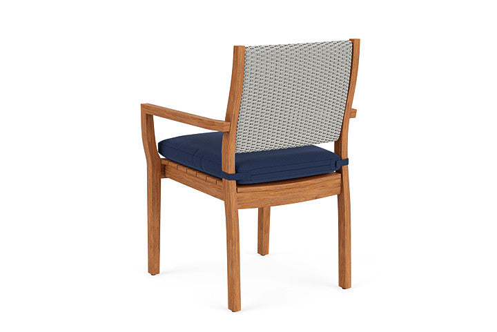 Lloyd Flanders - Teak Loom Back Teak Dining Armchair In Platinum Finish With Beach Navy Fabric - 2862010142013 view 2