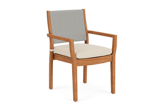 Lloyd Flanders - Teak Loom Back Teak Dining Armchair In Platinum Finish With Callen Pearl Fabric - 2862010142021 view 1